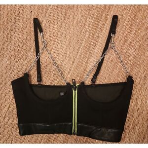 Dolls Kill Black and Neon Green Chain Belt Size M NWT